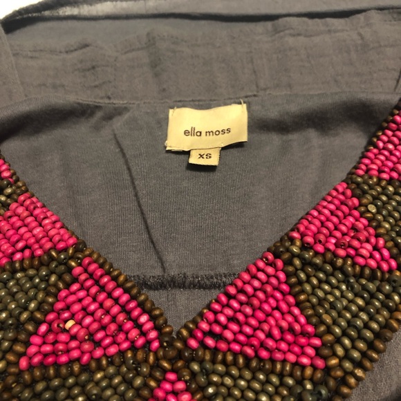 Ella Moss XS Gray Beaded Neckline BOHO Maxi Dress - Picture 5 of 8